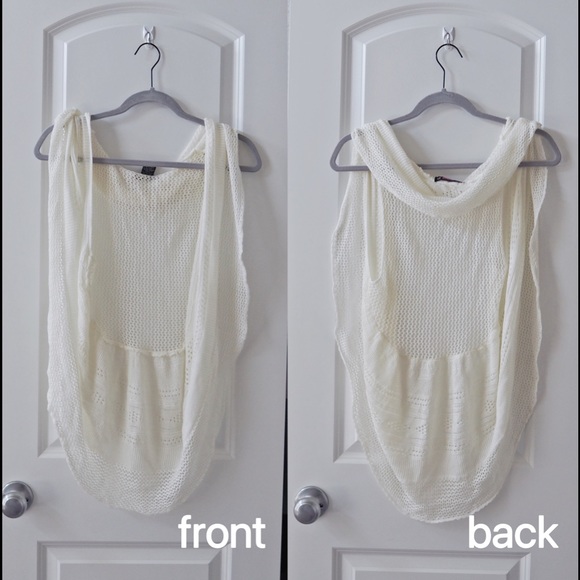 Creme color hoodie net shawl - Picture 1 of 2